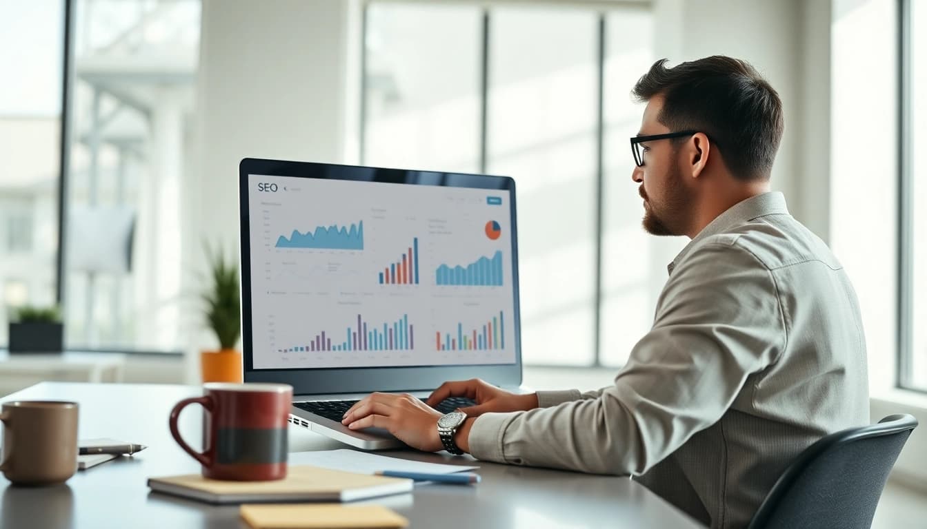 SEO Tipps für die Optimierung Ihrer Website in einem modernen Büroumfeld.