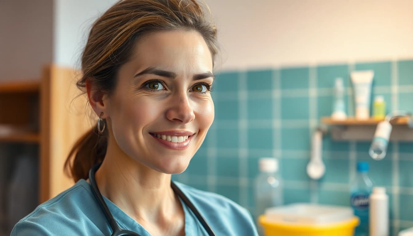 Pflegerin unterstützt hilfebedürftige Personen in Hameln, schafft eine warme, einladende Atmosphäre.