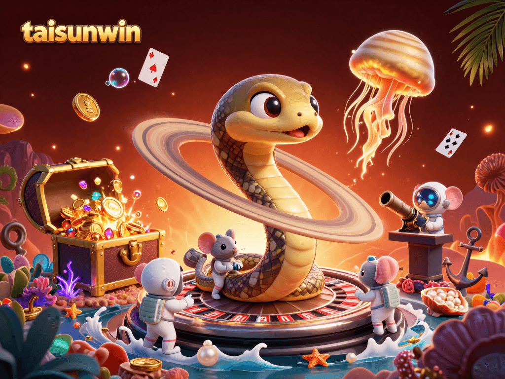 Experience thrilling bets with taisunwin in a vibrant casino inspired space scene.