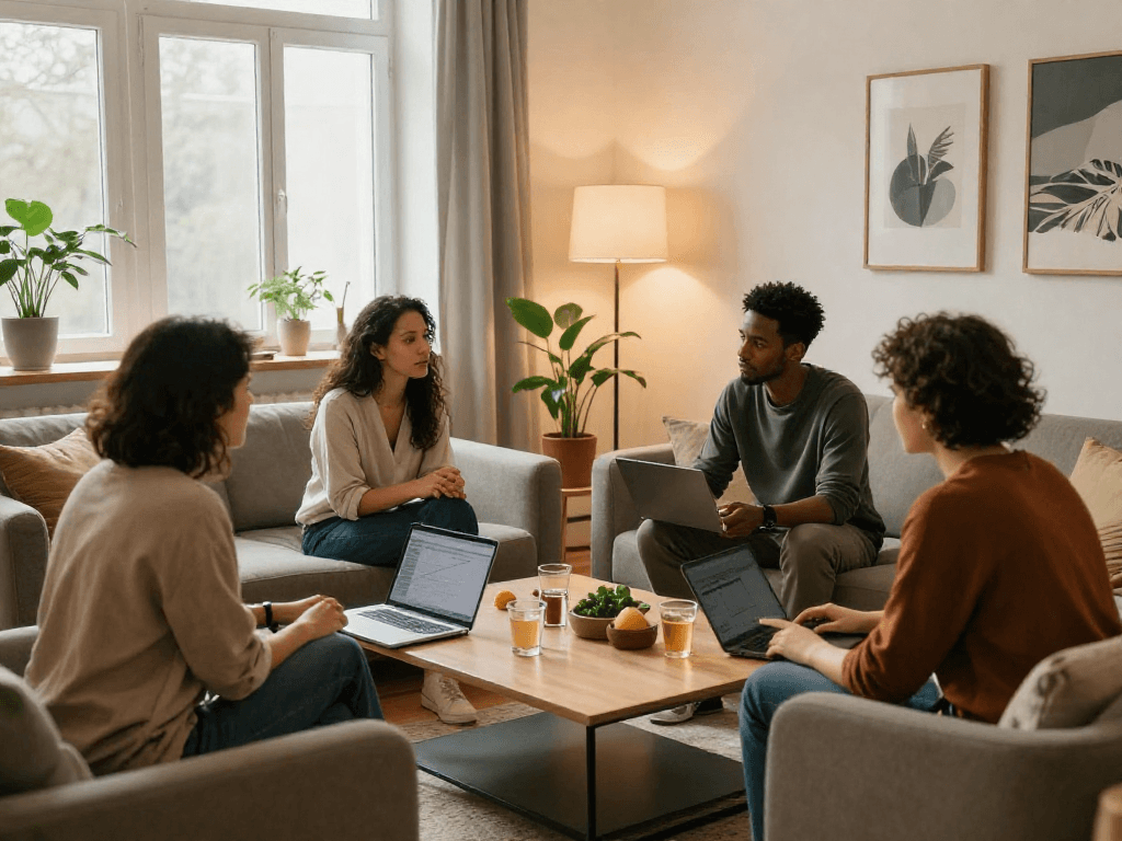 Gemütliche Monteurwohnung Hannover mit modernem Wohnbereich und professionellen Mietern.