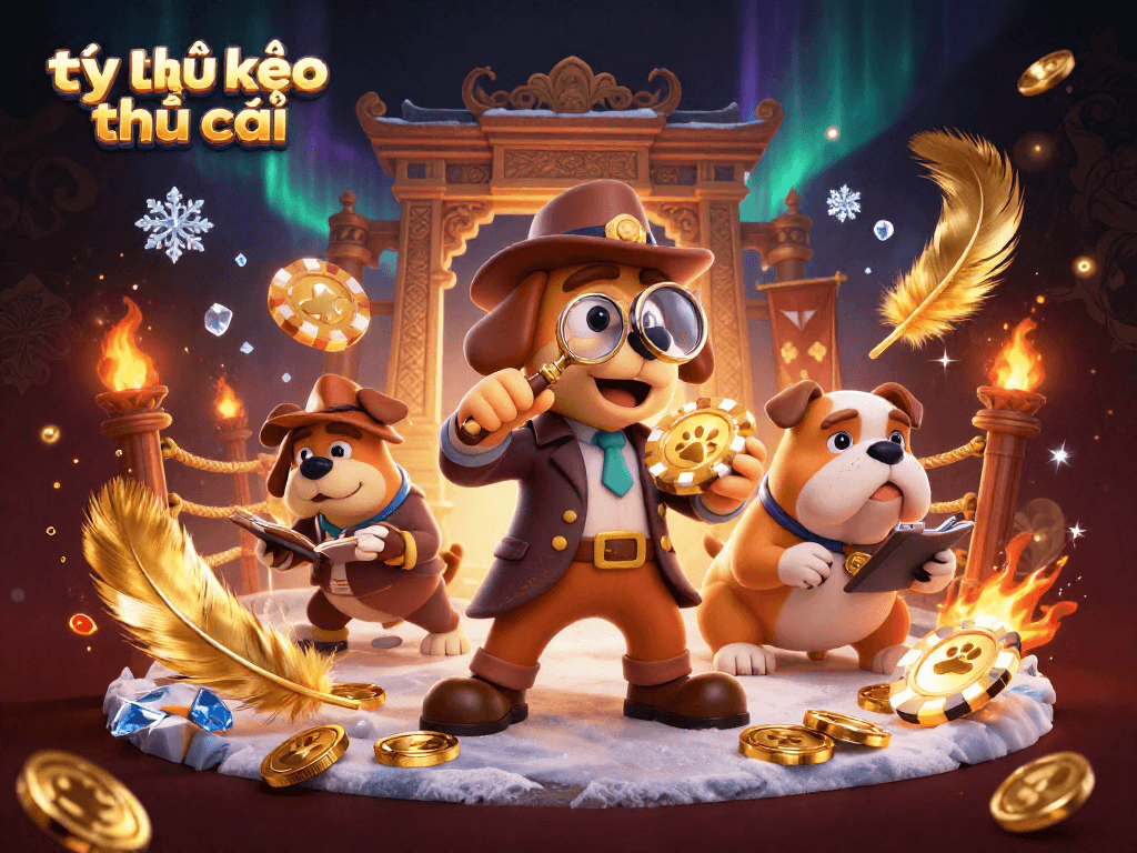 Engage with tỷ lệ kèo nhà cái through a detective-themed illustration, showcasing betting excitement and strategy.
