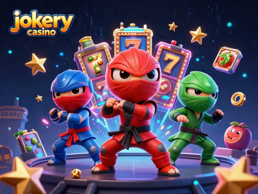 Experience the excitement of jokery casino with vibrant slot themes and ninja characters in action.