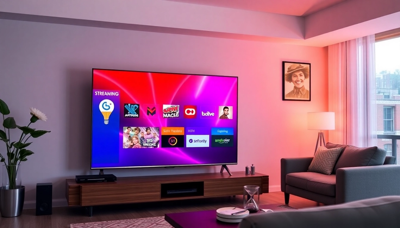 Stream IPTV Anbieter's services seamlessly on a modern TV with vibrant screens showcasing various channels.