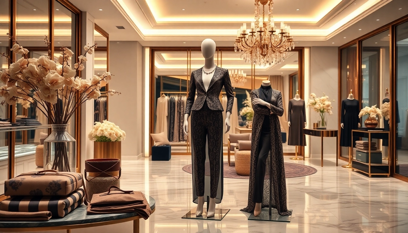 Alvionz showcases luxury fashion with a stunning mannequin in a high-end boutique setting.