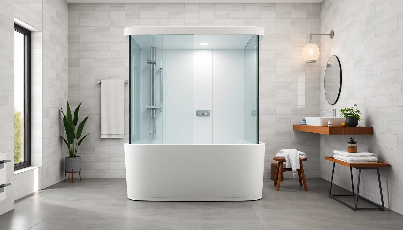 Moderne sonni Duschkabine 90x90 in eleganter Badezimmerumgebung mit natürlichem Licht.