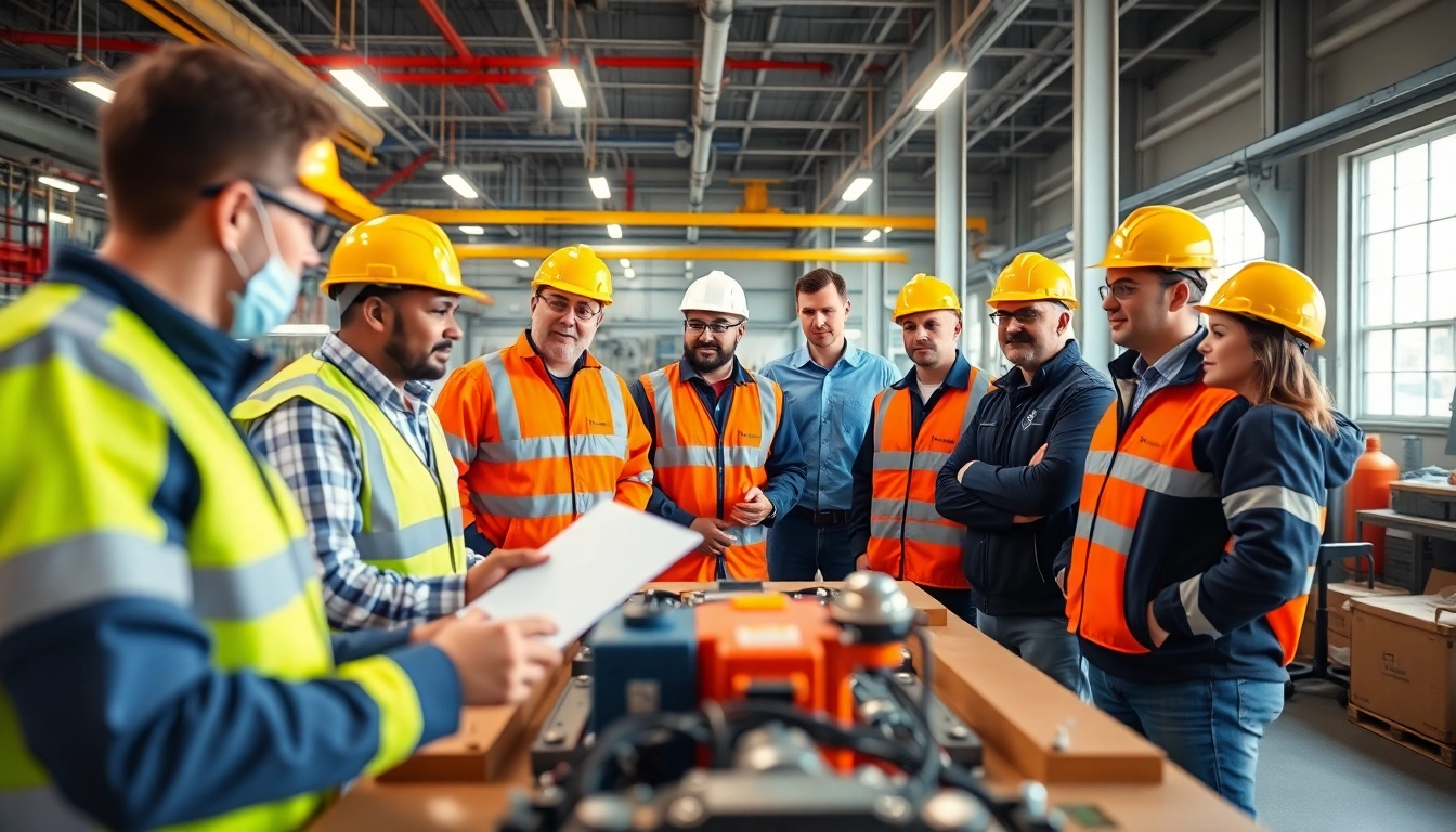 Professionals conducting a DGUV V3 Prüfung, ensuring safety compliance in the workplace.