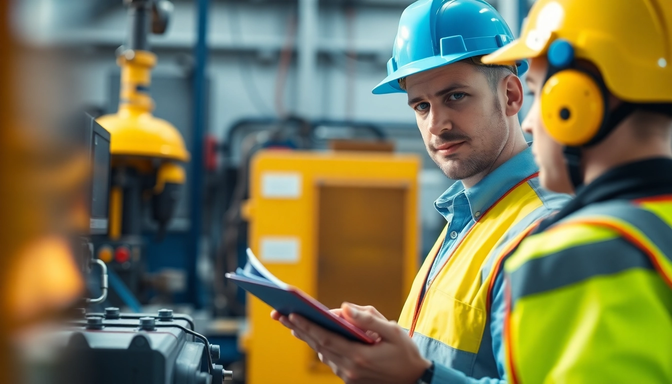 Technician conducting a DGUV V3 Prüfung in an industrial setting, ensuring workplace safety.