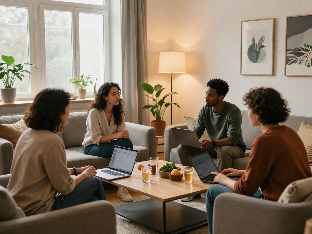 Gemütliche Monteurwohnung Hannover mit modernem Wohnbereich und professionellen Mietern.
