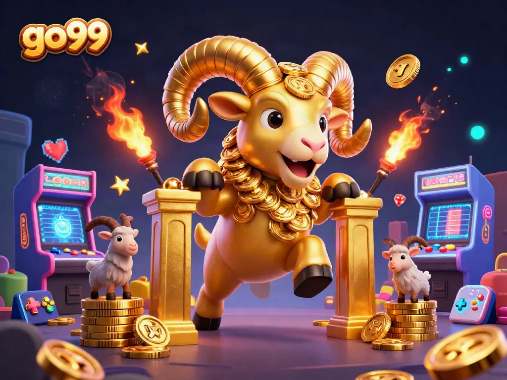 Experience excitement at go99 with our golden ram charging towards big wins amidst glowing game machines.