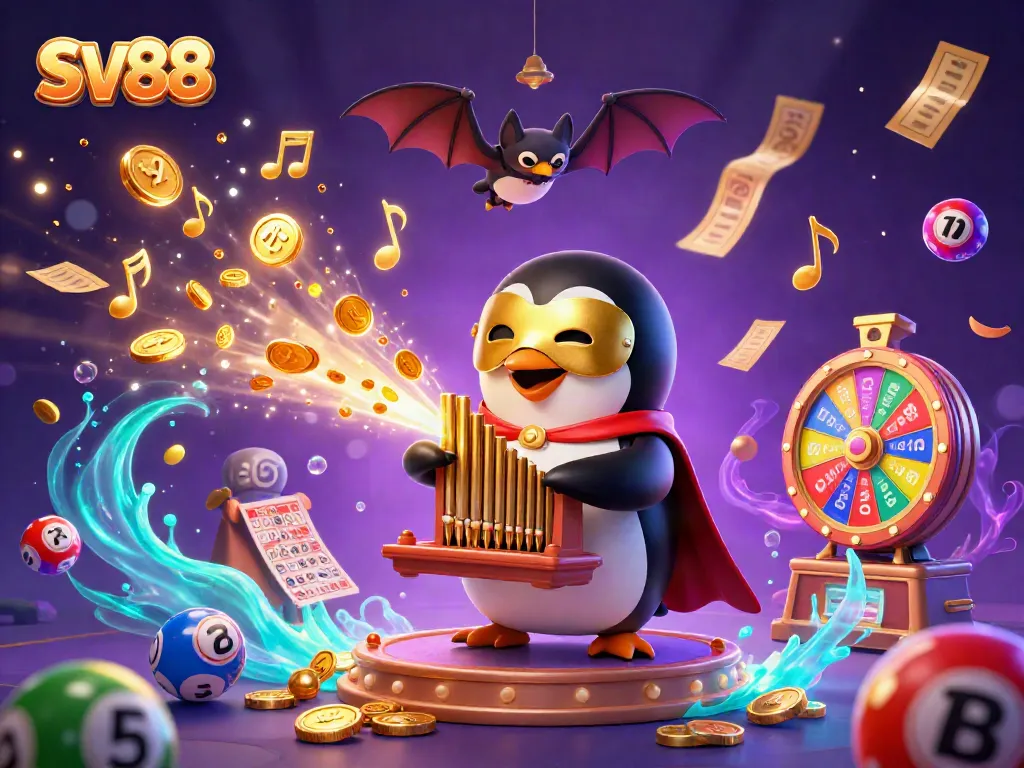 Engage in exciting gameplay with SV88’s vibrant 3D casino illustration showcasing dynamic action and fun.