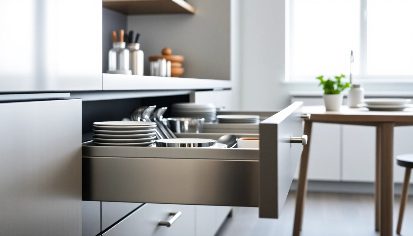 Für eine optimale Organisation ermöglicht das Metal Drawer System einen eleganten und strukturierten Stauraum in der modernen Küche.