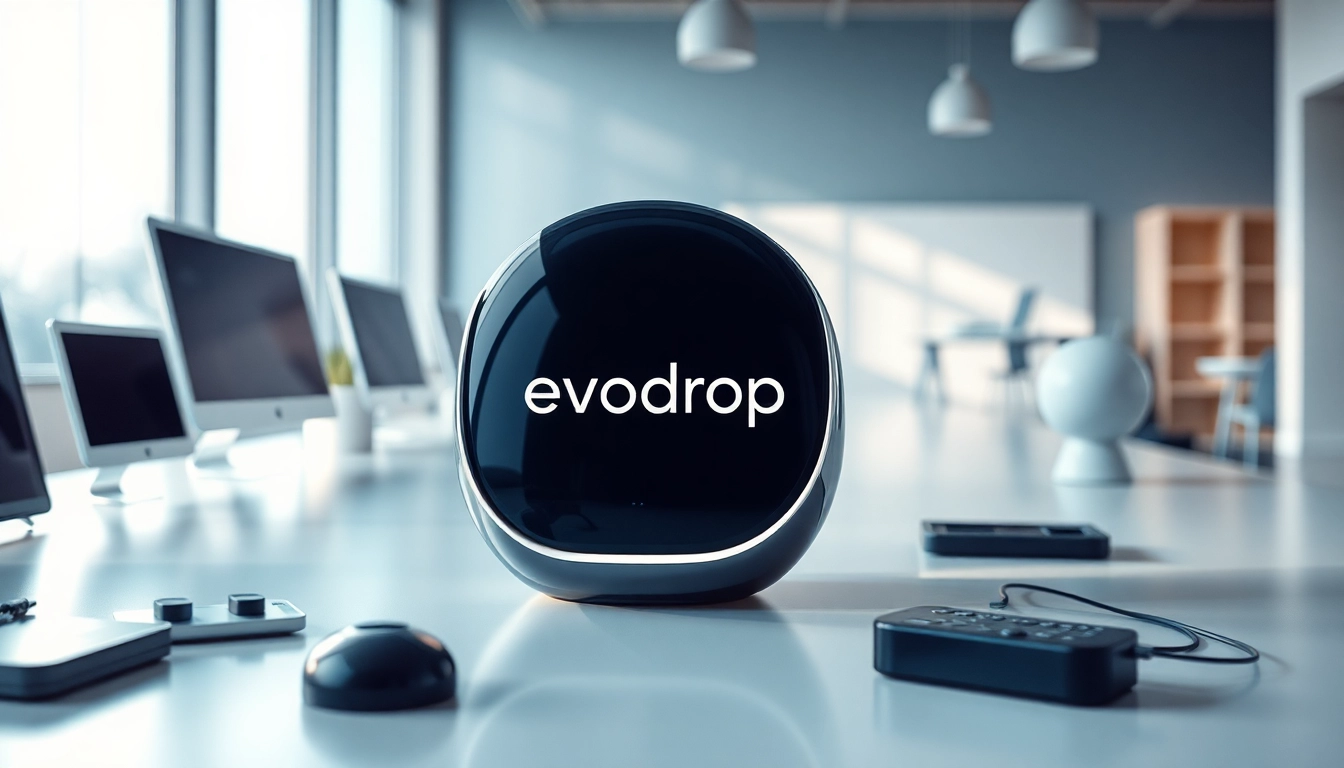 Vibrant evodrop showcasing its sleek design in a modern workspace, symbolizing innovation.