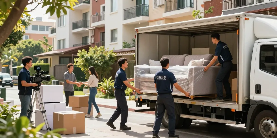 Umzugsunternehmen Darmstadt: professionelle Umzugshelfer beim sicheren Laden von Möbeln in einen Umzugswagen.
