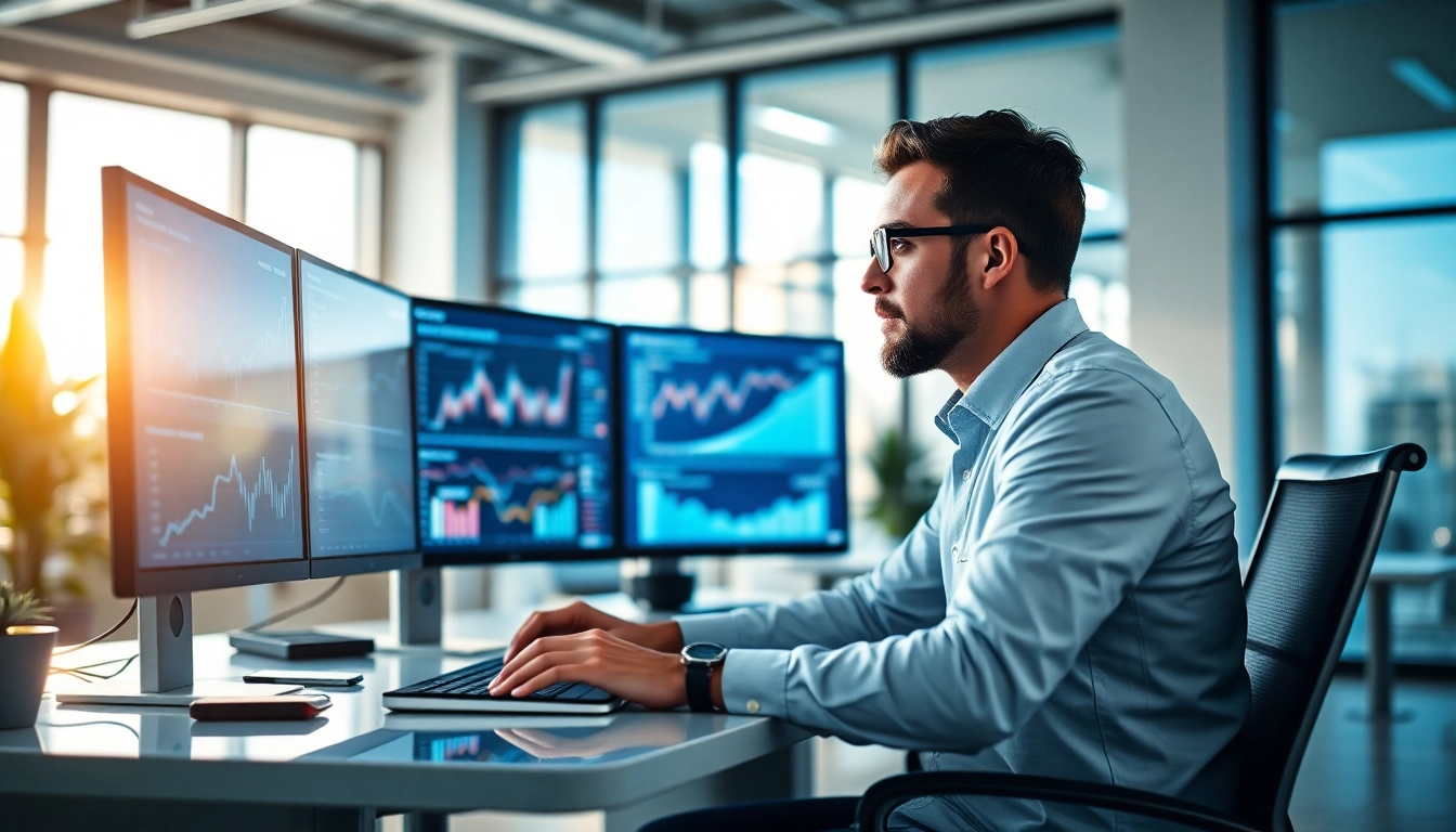 Veranschaulichen von Internet Trends durch eine digitale Analyse in einem modernen Büroumfeld.