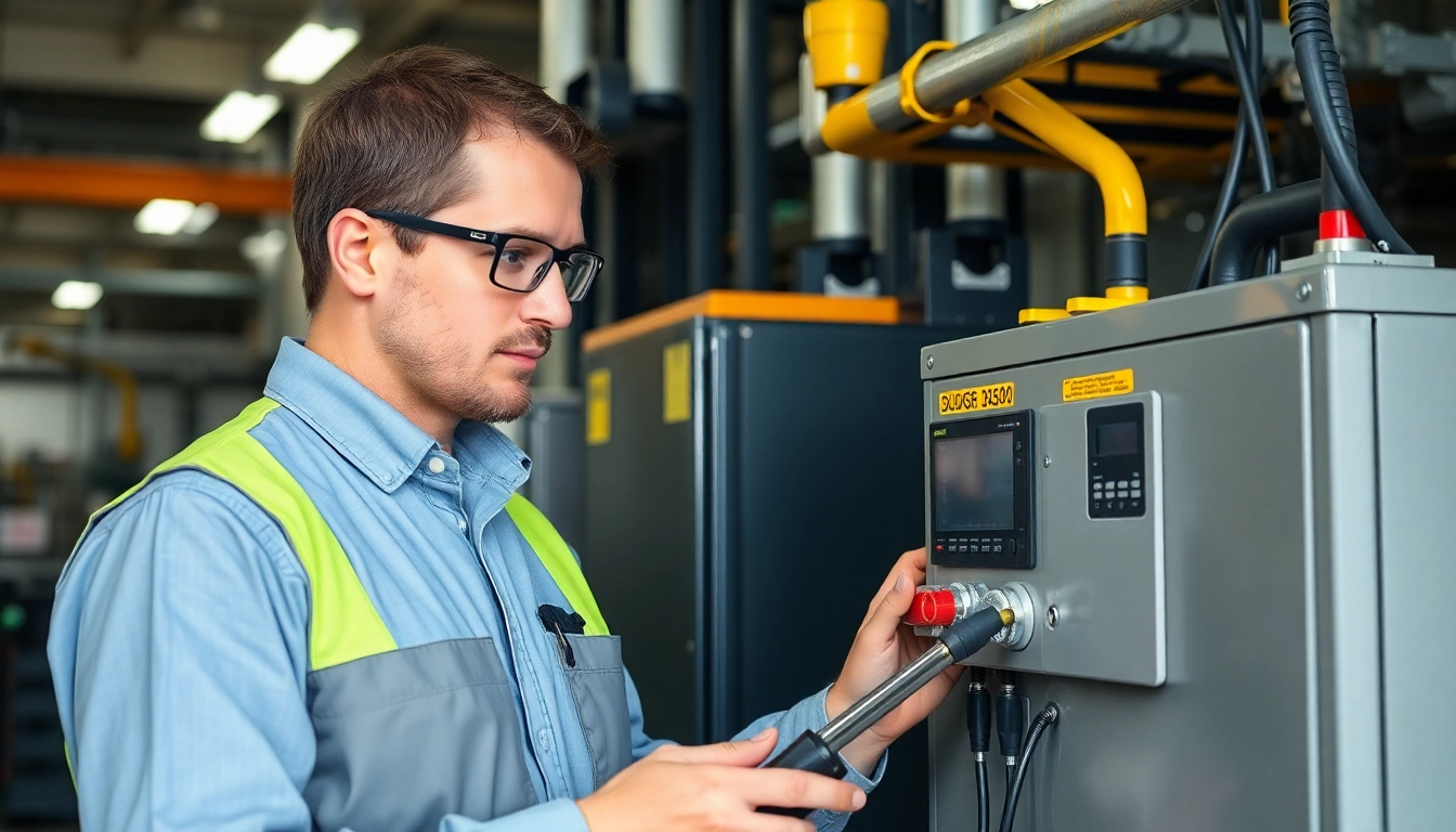 Techniker untersucht während der DGUV V3 Prüfung elektrische Geräte und sichert ihre Betriebssicherheit.