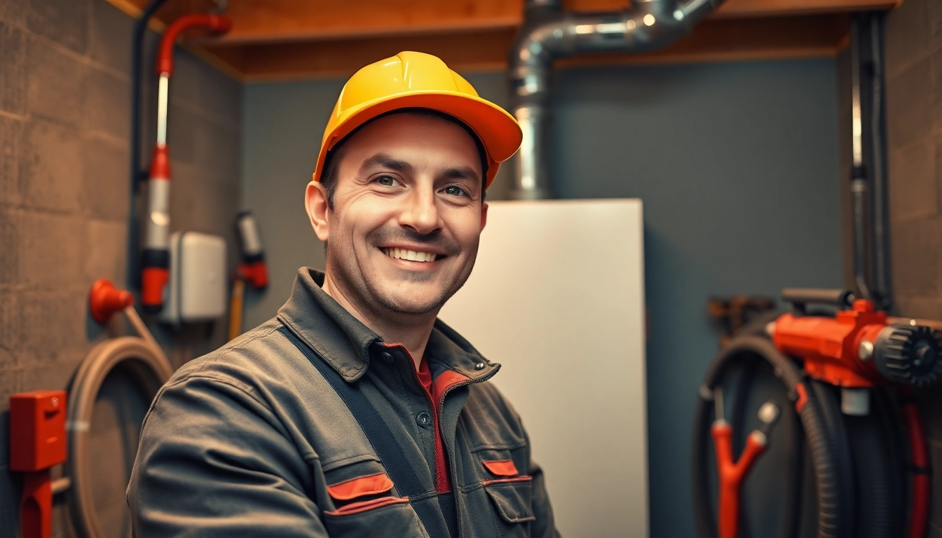 Professioneller Installateur notdienst installiert Heizkörper in einem Heizungskeller mit hochwertigem Werkzeug und Equipment.