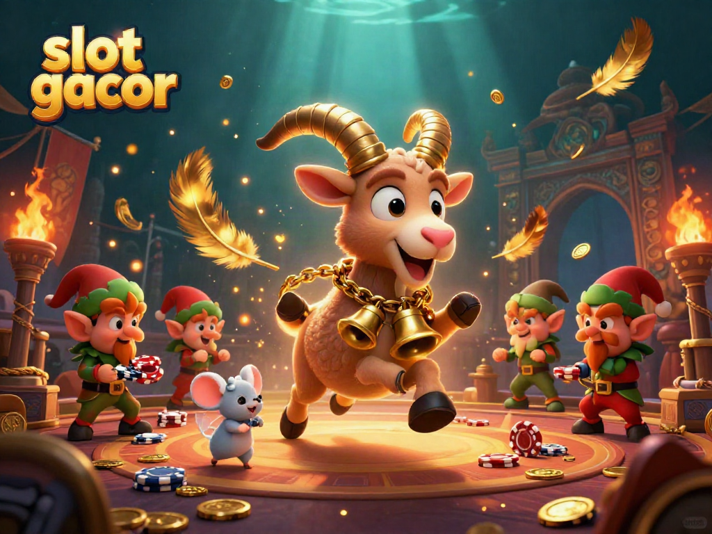 Experience the thrill of slot gacor with dynamic characters in a festive casino scene