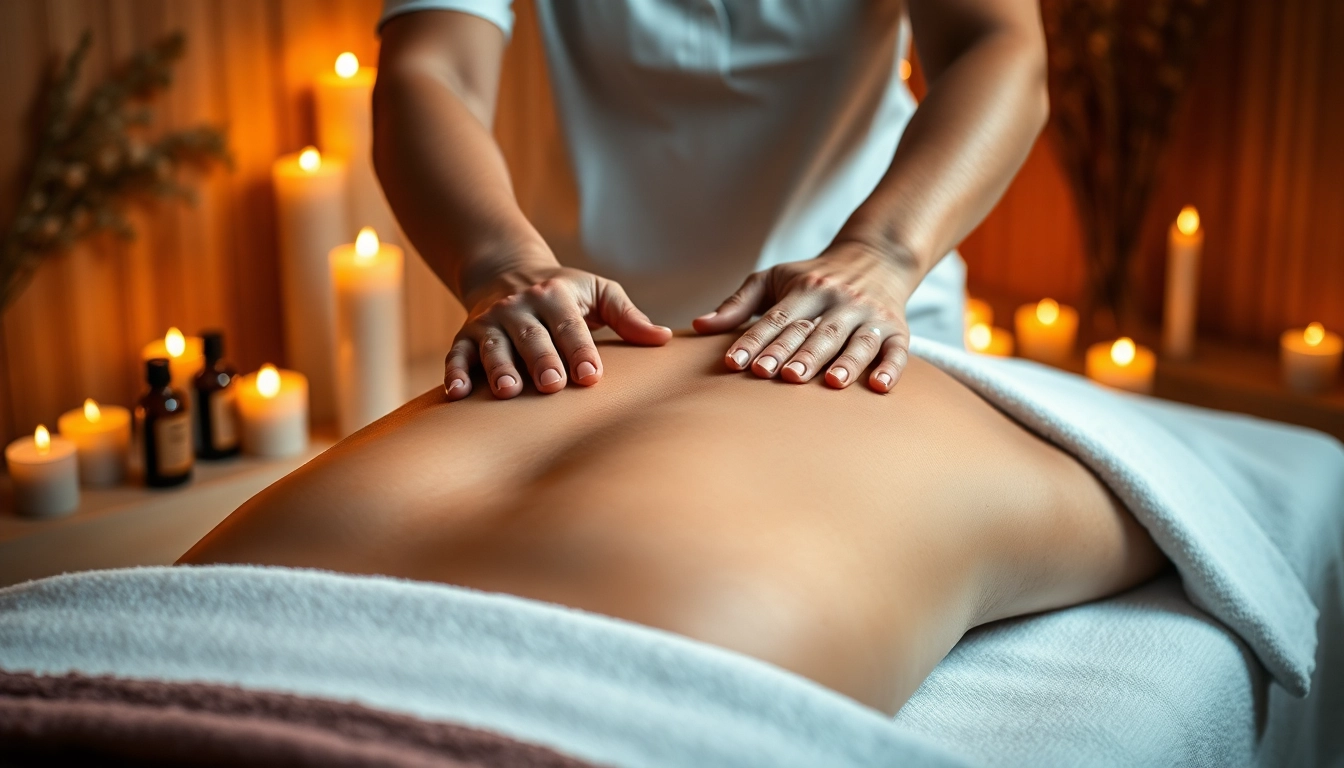 Aromaöl massage in Berlin, soothing therapist engaged in a relaxing massage session.