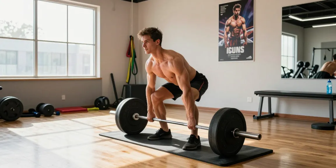 Bodybuilder training in an Anabolika Shop gym, showcasing strength and determination in a vibrant fitness environment.