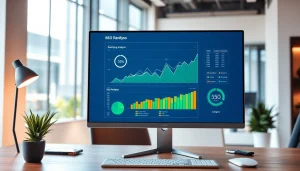 Visualisieren Sie SEO-Ranking-Daten auf einem Computerbildschirm mit Grafiken und Diagrammen.