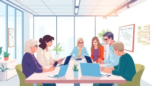 Innovative team at Werbeagentur Pflege collaborating on marketing strategies.