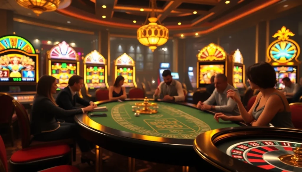 Experience the excitement of online casino real money games with vibrant slot machines and an inviting atmosphere.