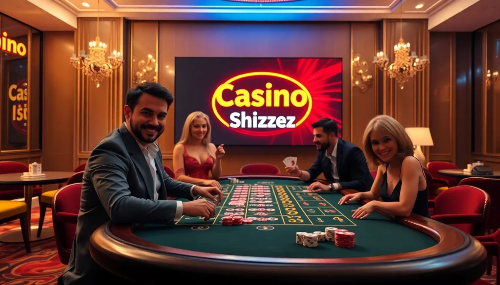 Erleben Sie aufregende Spiele im Casino Online Schweiz mit einer eleganten Atmosphäre und glücklichen Spielern am Tisch.