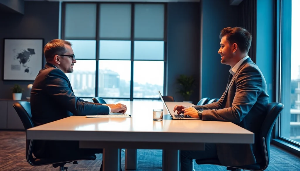 Headhunter Kiel im Gespräch mit einem Kandidaten in einem modernen Büro.