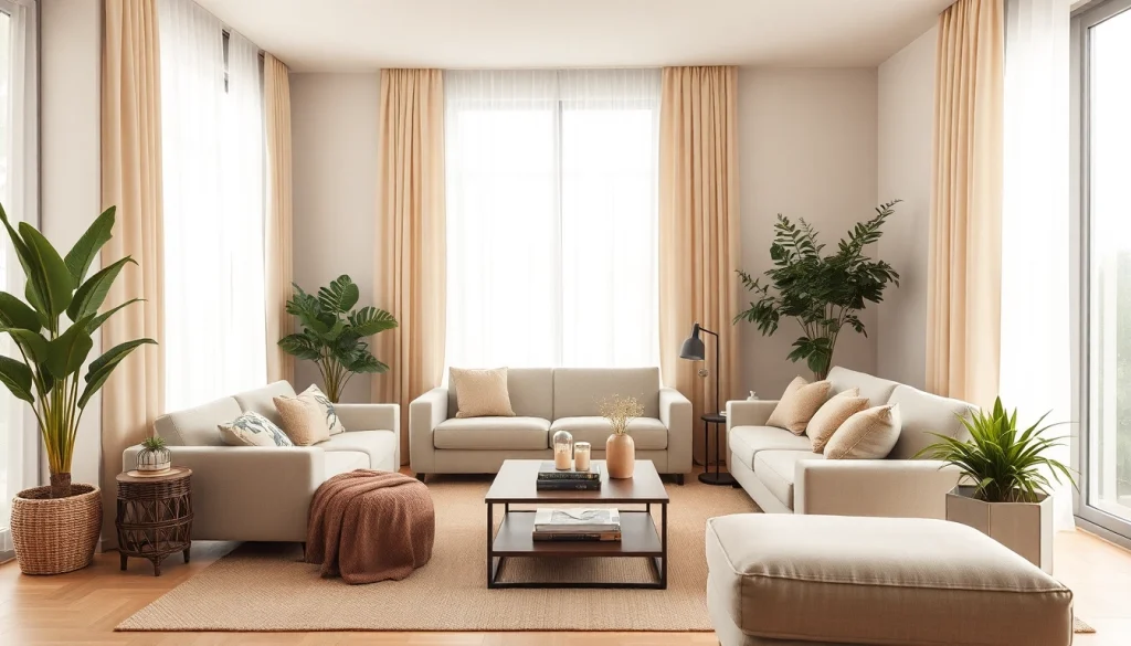 Stilvolle Raumgestaltung der modernen Wohnzimmereinrichtung mit natürlichem Licht.