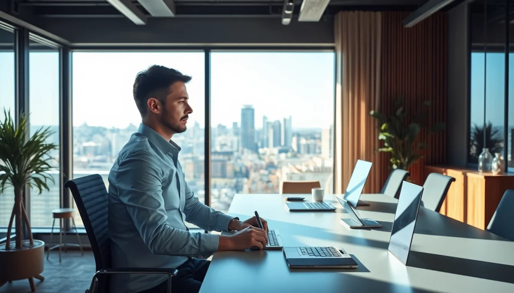 Headhunter bei der Arbeit in einem modernen Büro, der effizient nach Talenten sucht