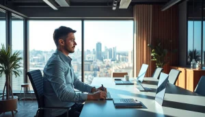 Headhunter bei der Arbeit in einem modernen Büro, der effizient nach Talenten sucht
