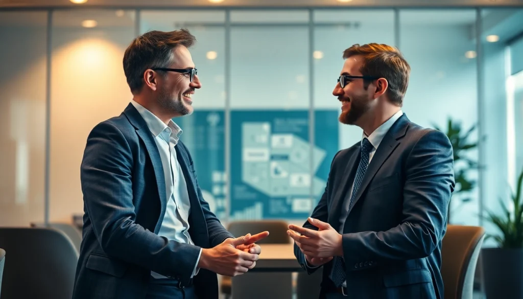 Die Personalvermittlung in Aktion: Ein Berater spricht mit einem Bewerber in einem modernen Büroumfeld.