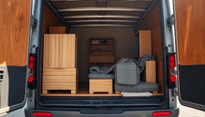 Umzugsunternehmen Leverkusen verpackt sorgfältig Möbel für einen Umzug, um einen stressfreien Service zu gewährleisten.