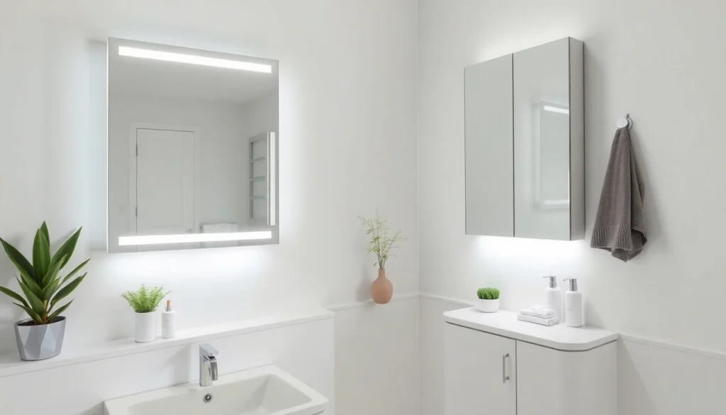 Entdecken Sie den sonni Spiegelschrank mit integriertem LED-Licht und stilvollem Design für Ihr Badezimmer.