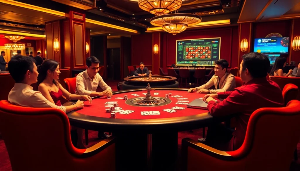 Exciting gambling atmosphere at a poker table, spotlighting Hướng Dẫn 888new strategies for gamers.