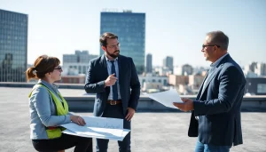 Unabhängige Flachdachsanierung Beratung mit Experten im Gespräch über Sanierungsoptionen.