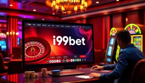 Experience thrills at i9bet com with a vibrant online casino atmosphere filled with roulette wheels and poker tables.