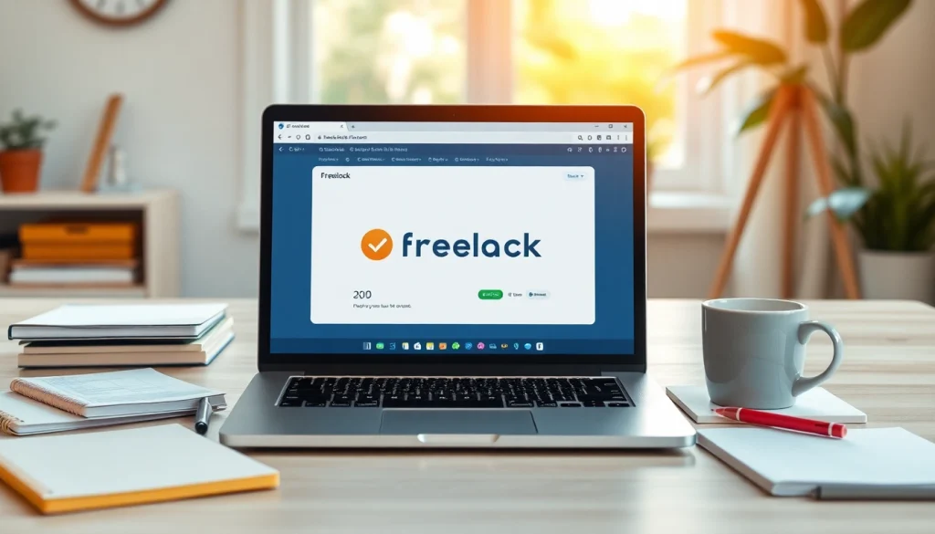 Arbeiten mit Freelock auf einem Laptop in einem modernen Home-Office-Setup.